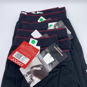 Jockey Men’s Black Boxer Briefs with Red Waistband Stripe